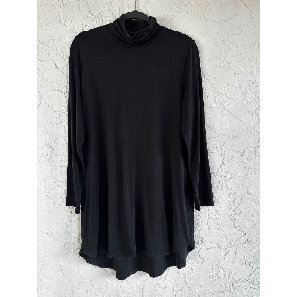 Eileen Fisher Turtleneck Top Tunic Long Sleeve Slinky Stretch Lyocell Large